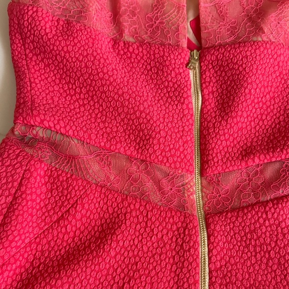 Three Floor Pink red holidays Lace Mini Dress - Picture 9 of 12